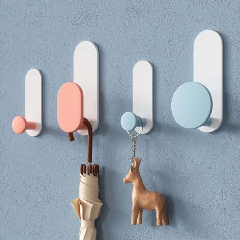 Ganci appendiabiti, set da 4, ganci per asciugamani, ganci per vestiti, ganci da parete, ganci senza foratura