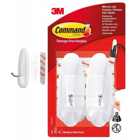 Ganci autoadesivi Command bianchi 2 pezzi 1,3 kg
