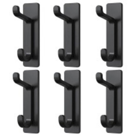 Ganci autoadesivi, extra adesivi e resistenti, reggono fino a 6 kg, robusti ganci senza chiodi per porta posteriore, neri, 6 pezzi