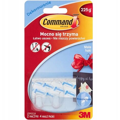 Ganci autoadesivi trasparenti Command 2 pz