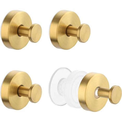 Ganci da bagno a ventosa, set da 4, ganci a ventosa potenti, ganci per il bagno, portasciugamani senza foratura, impermeabili e riutilizzabili, adatti per asciugamani e accappatoi (oro).