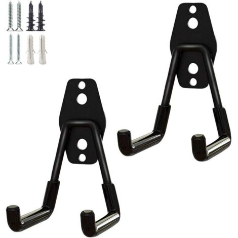 Ganci da garage, ganci multiuso resistenti, ganci da parete in acciaio, organizer per attrezzi da giardino (piccolo a forma di U, 2 pezzi)