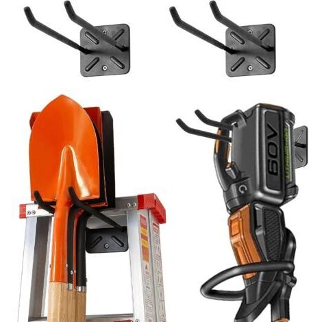Ganci da garage resistenti da 31 cm, organizer da parete per attrezzi, pneumatici, scale e sedie pieghevoli – Doppi ganci versatili per riporre oggetti in garage