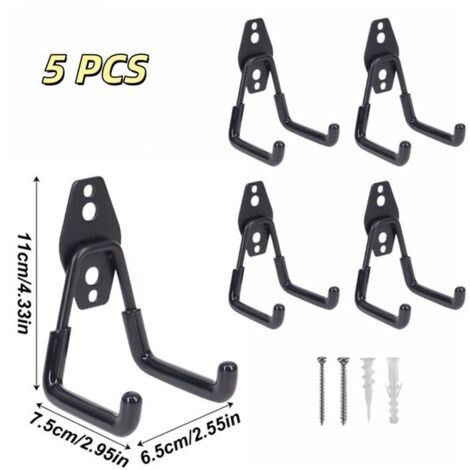 Ganci da garage - Set da 5 - Ganci da parete resistenti - Organizzatori per attrezzi - Ganci per riporre oggetti in garage - Adatti per biciclette, attrezzi da giardino e da capanno, scale e tubi da g