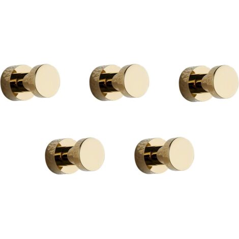 Ganci da parete adesivi resistenti, ganci da parete dorati, ganci per asciugamani per bagno, cucina, porta, armadio, ottone - Confezione da 5