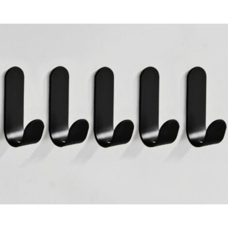 Ganci da parete autoadesivi in alluminio nero, set da 5, per bagno e cucina, design moderno