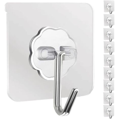 Ganci da parete, confezione da 10 ganci autoadesivi resistenti, ganci adesivi trasparenti per cucina, bagno, ufficio, armadio, appendiabiti, asciugamani, decorazioni chiave-RAPANDA