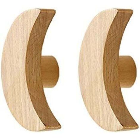 Ganci da parete per bambini, attaccapanni in legno per appendere borse, asciugamani e cappotti, design moderno scandinavo (Luna, set da 2)