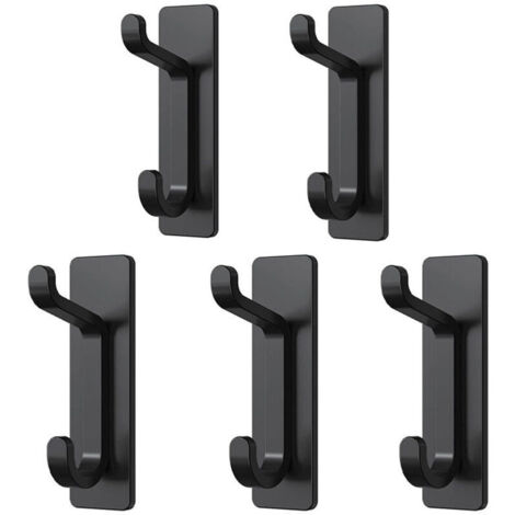 Ganci da parete per cappotti e asciugamani, supporto autoadesivo per porta, capacità 6 kg, nero, confezione da 5