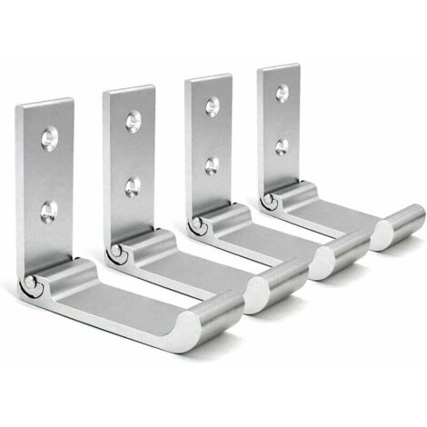 Ganci da parete pieghevoli, 4 pezzi porta cuffie da parete, ganci appendiabiti invisibili, gancio da parete in alluminio, con viti, gancio per giacca e asciugamano (argento)