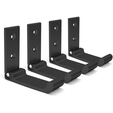 Ganci da parete pieghevoli, supporto per cuffie da parete in 4 pezzi, ganci appendiabiti invisibili, gancio da parete in alluminio, con viti, appendiabiti per asciugamano giacca (nero)