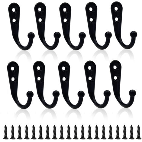 Ganci da parete resistenti, in metallo nero, confezione da 10
