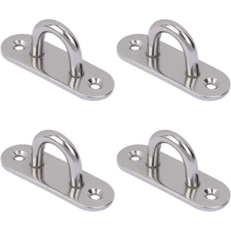 Ganci da soffitto in acciaio inossidabile KZQ, confezione da 4, ganci da parete con piastra ad occhiello ovale, ideali per sedie sospese, amache, altalene da yoga, sacchi di sabbia e fioriere.