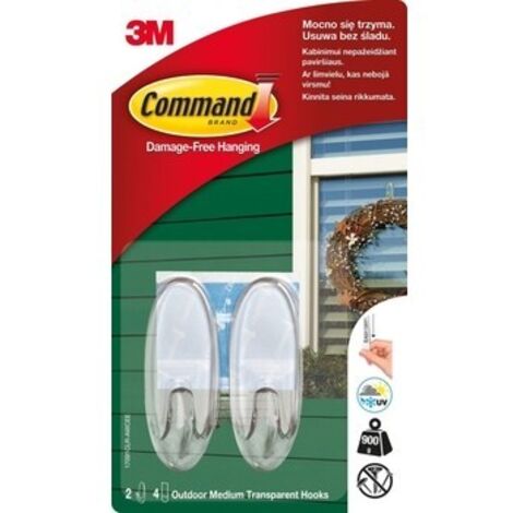 Ganci esterni Command - 2 pezzi, presa forte, senza segni
