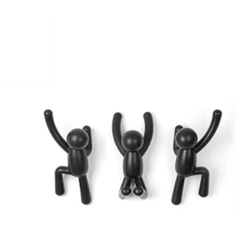 Ganci. Ganci da parete. Appendiabiti decorativo. Set di 3 ganci da parete. Nero