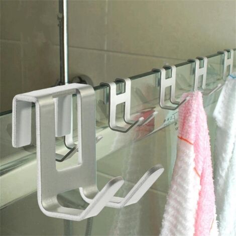 ganci in alluminio per porta doccia in vetro, foro libero, porta asciugamani, appendiabiti, portachiavi, porta spina, porta rasoio, gancio a forma di H
