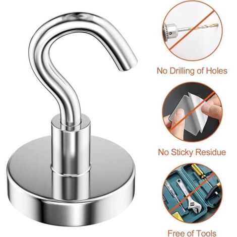 ganci magnetici da 32 mm con una forza di trazione di 34 kg, potenti magneti al neodimio staccabili, ganci magnetici rotondi per cucine, frigoriferi, soffitti, grandi