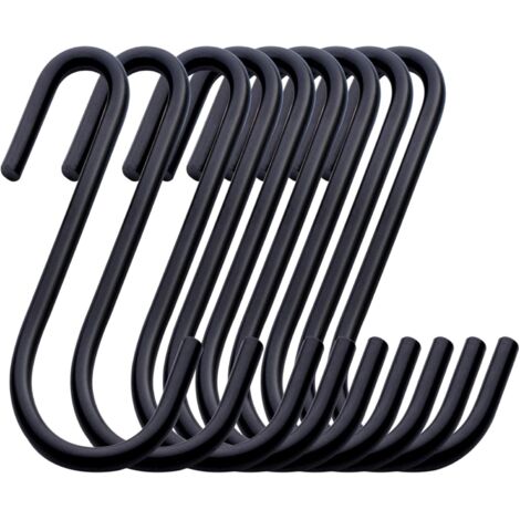 Ganci per appendere, 32 ganci a S in acciaio inox, 6 cm, ganci in metallo a forma di S, ganci a S multifunzionali neri, doppi ganci da cucina per appendere utensili da cucina