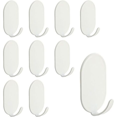 Ganci per asciugamani autoadesivi in ​​acciaio al carbonio bianco da 10 pezzi per bagno, camera da letto, cucina, ufficio