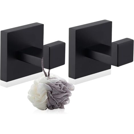 Ganci per asciugamani forati, ganci per asciugamani, nero opaco, porta asciugamani da bagno, ganci di montaggio invisibili, autoadesivo, nero, per bagno, doccia.