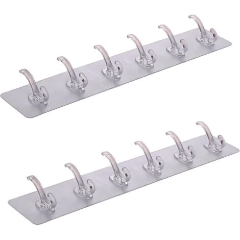 Ganci per asciugamani trasparenti 6 in 1 (2 pezzi) - Ganci per appendere - Ganci autoadesivi per casa, giardino e/o cucina