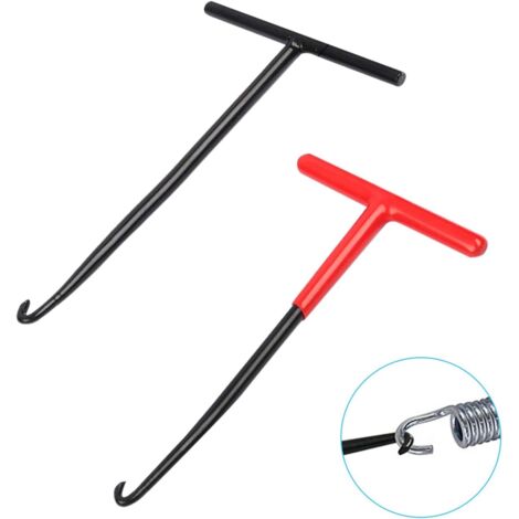 Ganci per molle di scarico in 2 pezzi, estrattore per molle in acciaio per auto e moto, gancio per molle dei freni, attrezzo a gancio in metallo con impugnatura a T per biciclette