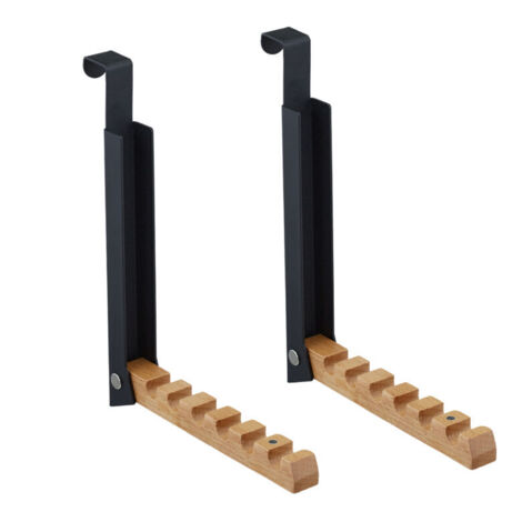 Ganci per porta pieghevoli, supporto per 6 grucce, metallo e legno, supporto fino a 2 cm, nero