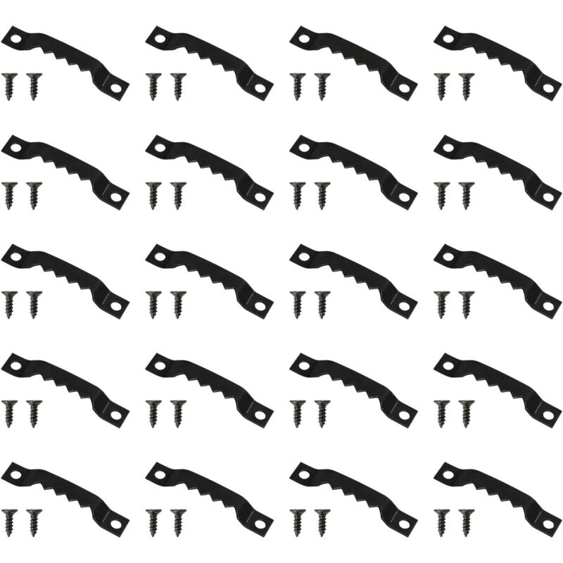 Ganci per quadri, ganci per cornici a dente di sega, cornici sospese, ganci per cornici, 20 pezzi con viti, nero
