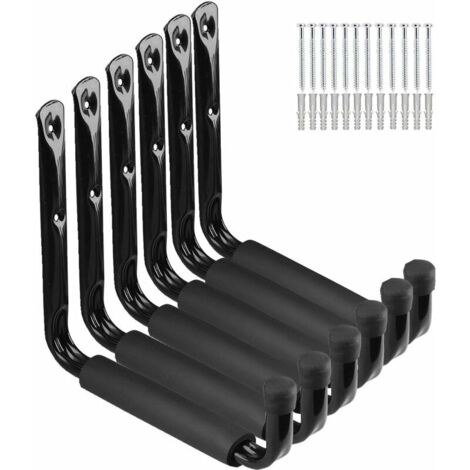Ganci per scale di stoccaggio per garage, 24 cm, portaoggetti Jumbo Arm Heavy Duty per attrezzi da giardino, tavole da surf, sedie pieghevoli