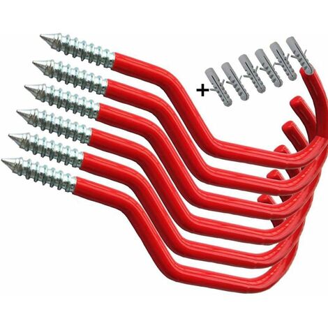 Ganci portabici - Heavy Duty - Plastica rivestita per montaggio a parete o soffitto - Rosso, rosso