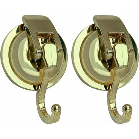 Ganci portaoggetti, set di 2 ganci a ventosa dorati, adatti per cucina e bagno, riutilizzabili, non richiedono foratura