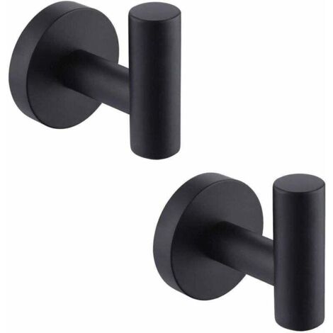 Ganci portasciugamani da parete per bagno, appendiabiti in acciaio inox SUS304 nero opaco, portasciugamani, contenitore, 2 pezzi
