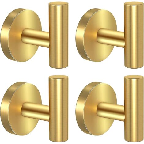 Ganci portasciugamani dorati, ganci per accappatoi, ganci per accappatoi da parete, acciaio inossidabile, robusto appendiabiti da porta, ganci da parete, ganci portasciugamani da bagno oro opaco, set 