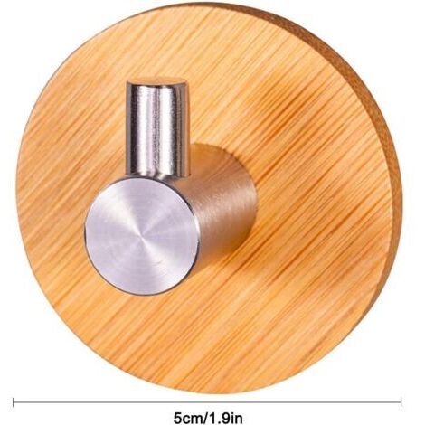Ganci portasciugamani in legno, 5 ganci autoadesivi in legno per portasciugamani in acciaio inox 304 e ganci da parete autoadesivi in bambù - Kueatily