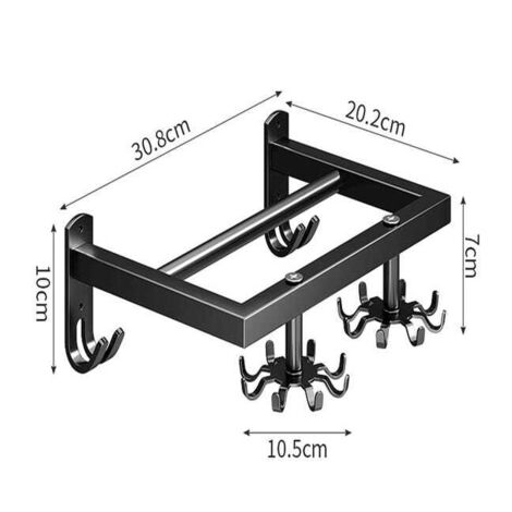 Ganci rotanti, portautensili da parete senza foratura per utensili da cucina, portautensili da parete per spatole e cucchiai, nero