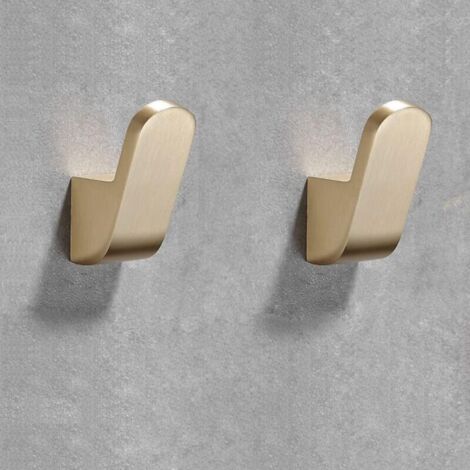 Ganci semplici per asciugamani, cappotti, accappatoi, vestiti, cappelli, da parete con viti, colore oro, set da due pezzi.