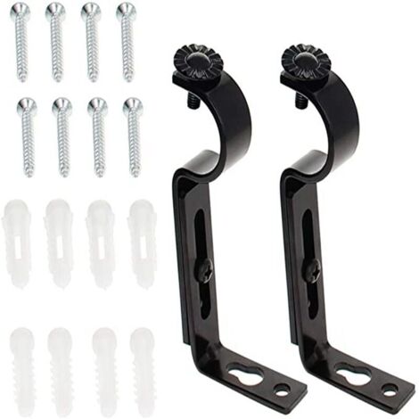 Ganci telescopici per asta per tende in 2 pezzi, staffe per asta per tende, staffe per asta per tende nere, in metallo