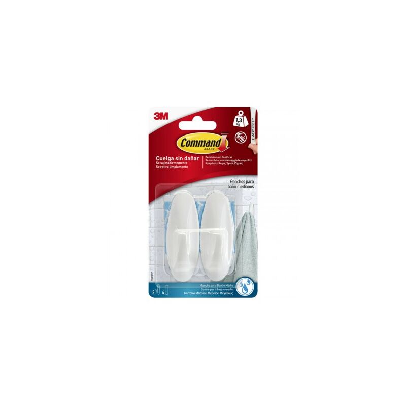 3M - Blister 2 grucce medie da bagno 4 strisce 1,3 kg 17081b command