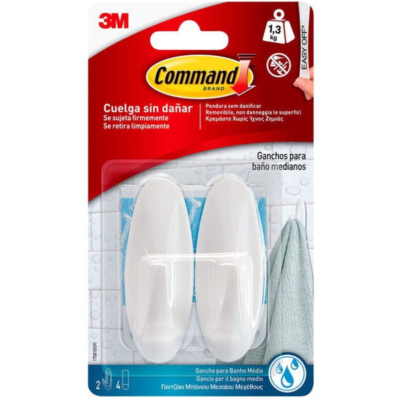 3M - Blister 2 grucce medie da bagno 4 strisce 1,3 kg 17081b command