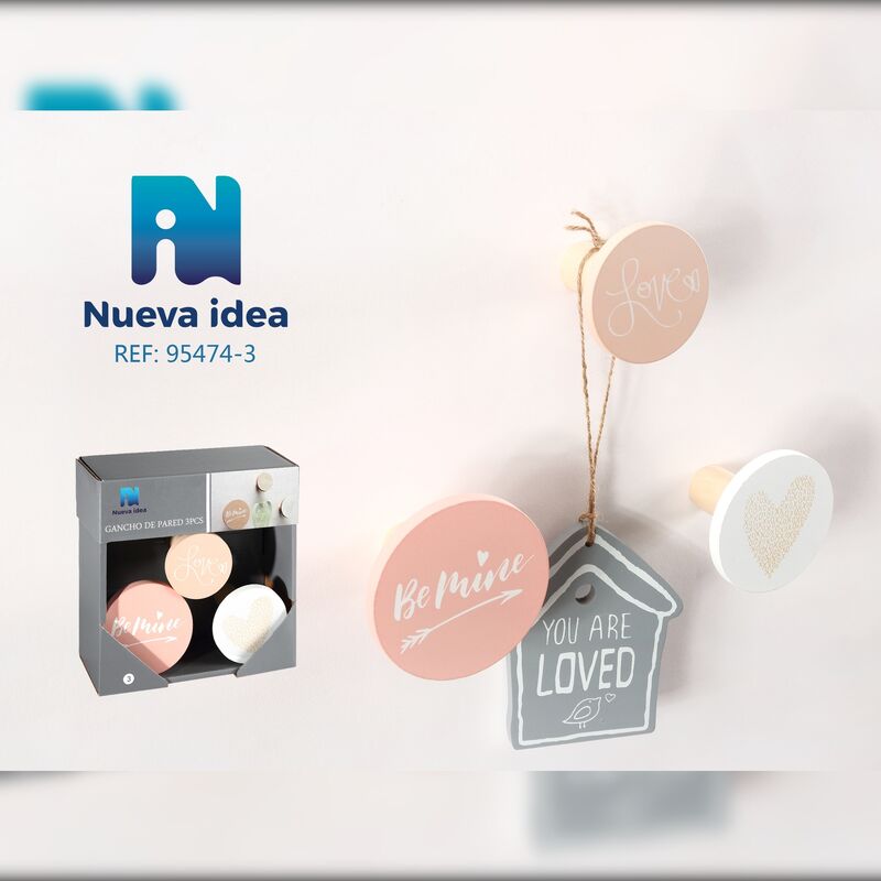 Image of Nueva Idea - Gancio a muro Nuova idea di 3 pezzi Cerchi