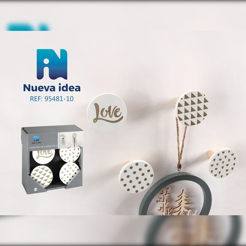 Image of Nueva Idea - Gancio a muro Nuova idea di 4 pezzi Cerchi