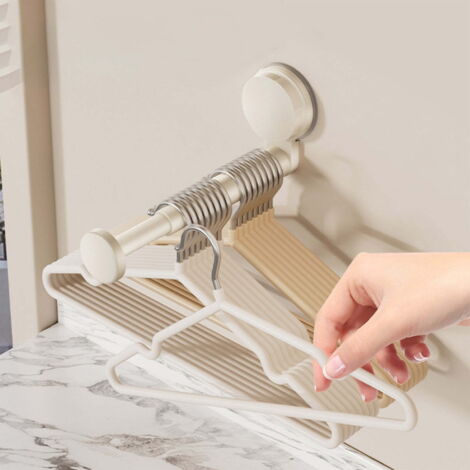 Gancio a ventosa estensibile, gancio da parete senza foratura, mensola pieghevole salvaspazio, ideale per bagno e cucina, bianco, set da 2