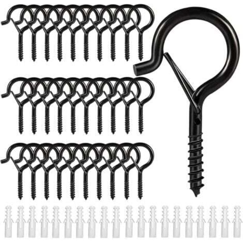 Image of Gancio a vite in acciaio inox con occhiello, Ganci a vite, Ganci per soffitto in metallo per esterni (30 pezzi)