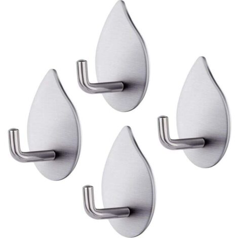 Gancio adesivo, 4 pezzi Ganci autoadesivi Ganci da parete impermeabili in acciaio inossidabile 304 Portasciugamani da bagno resistente Capacità 3 kg Gancio da parete per camera da letto Cucina Bagno