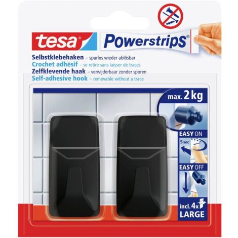 Gancio adesivo decorativo nero rettangolare grande formato x 3 - Tesa