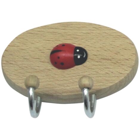 Gancio Adesivo In Legno Coccinella 2 Posti - 10 Pz