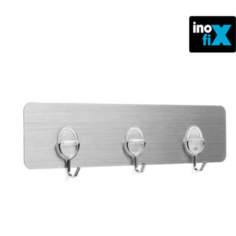 Gancio adesivo riutilizzabile con 3 ganci mobili in acciaio inox INOFIX 1293-7