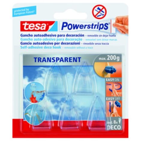 GANCIO ADESIVO TESA POWERSTRIPS TRASPARENTE 5 PZ