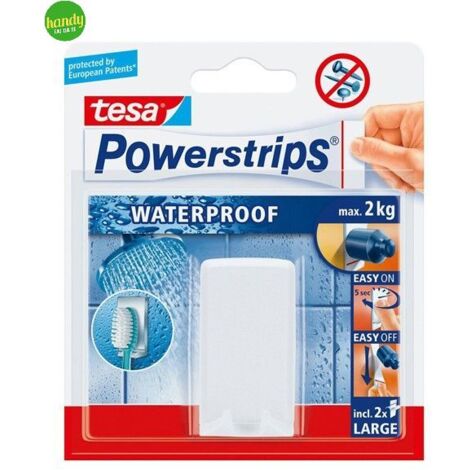 Gancio autoadesivo Tesa rettangolo bianco powerstrips waterproof