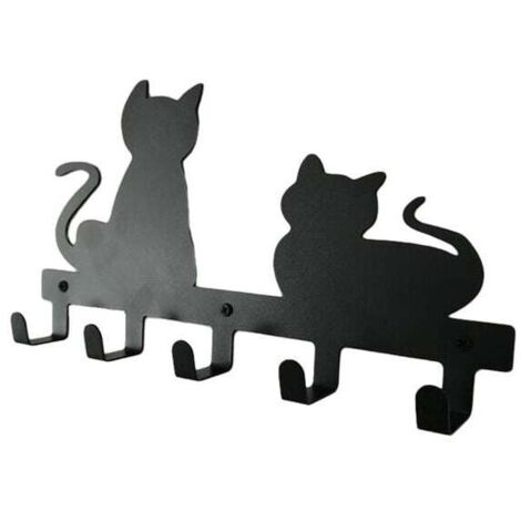 Gancio creativo per gatti dei cartoni animati personalizzato da appendere alla parete, gancio in ferro con corda per gatto nero, gancio per cappotto e cappello per gatto nero.